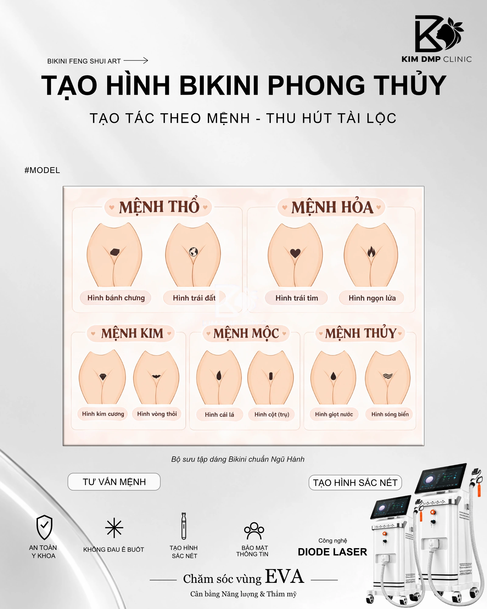 Tạo hình bikini bằng công nghệ Diode Laser tại Kim DMP Gò Vấp